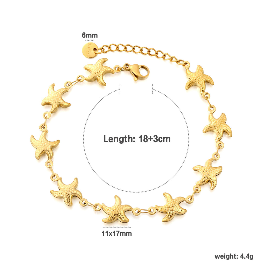 Damen Armband mit Meeresstern-Anhängern und verstellbarem Verschluss Shop Nory