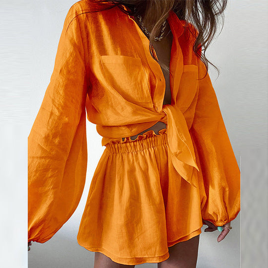 Damen lässige und elegante Bluse mit Shorts
