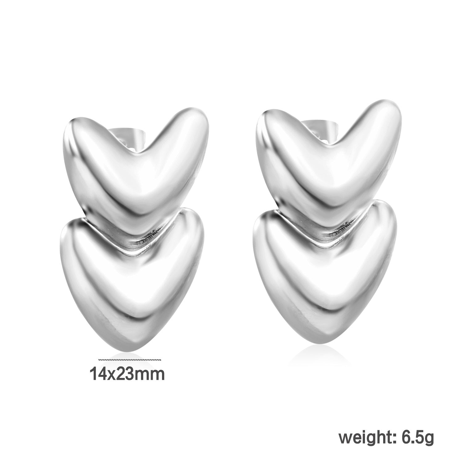 Damen Hängende Ohrringe mit doppeltem Herzdesign aus hochwertigem Edelstahl Shop Nory
