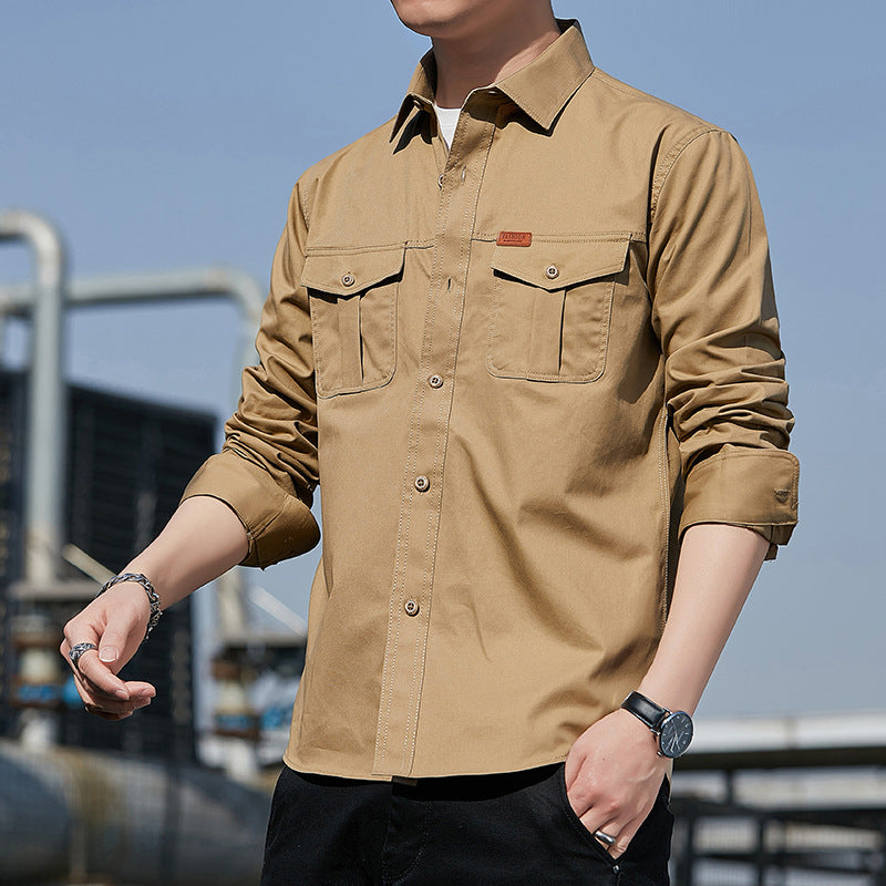 Herren leichtes Utility-Overshirt aus Baumwoll-Canvas mit Brustpattentaschen Shop Nory
