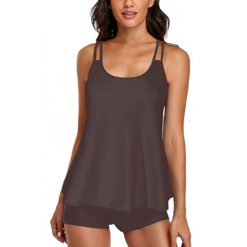 Damen Sportliches Tankini-Set mit bequemem Shorts und verstellbaren Trägern Shopnory