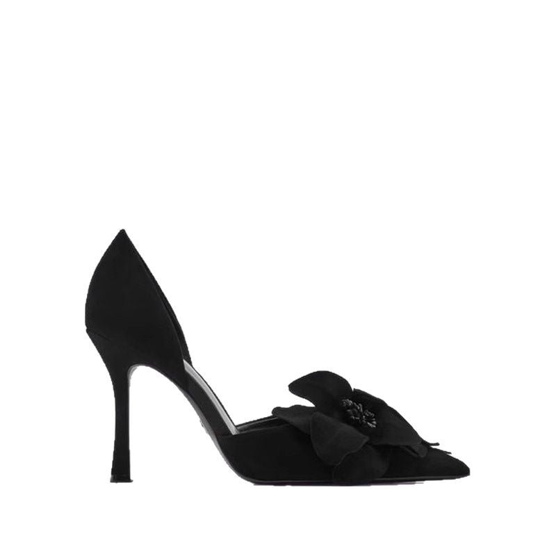 Damen elegante Spitze Pumps mit floralem Design
