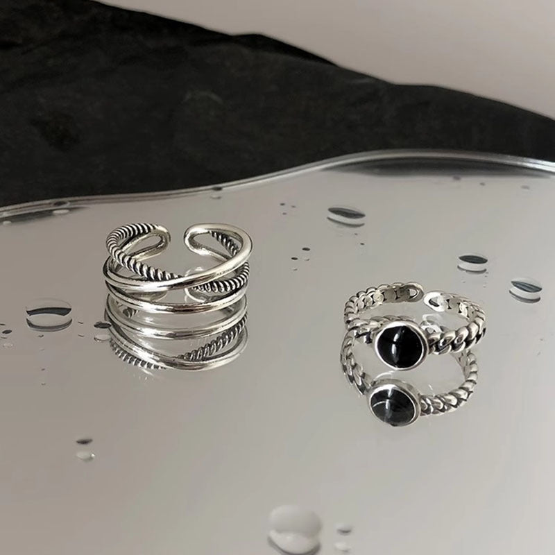 Damen zierlicher, geschlungener Silberring mit eleganter Textur Shop Nory