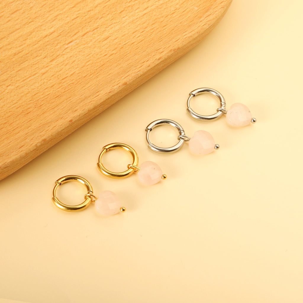 Damen Ohrstecker mit herzförmigem Anhänger aus goldplattiertem Edelstahl Shop Nory