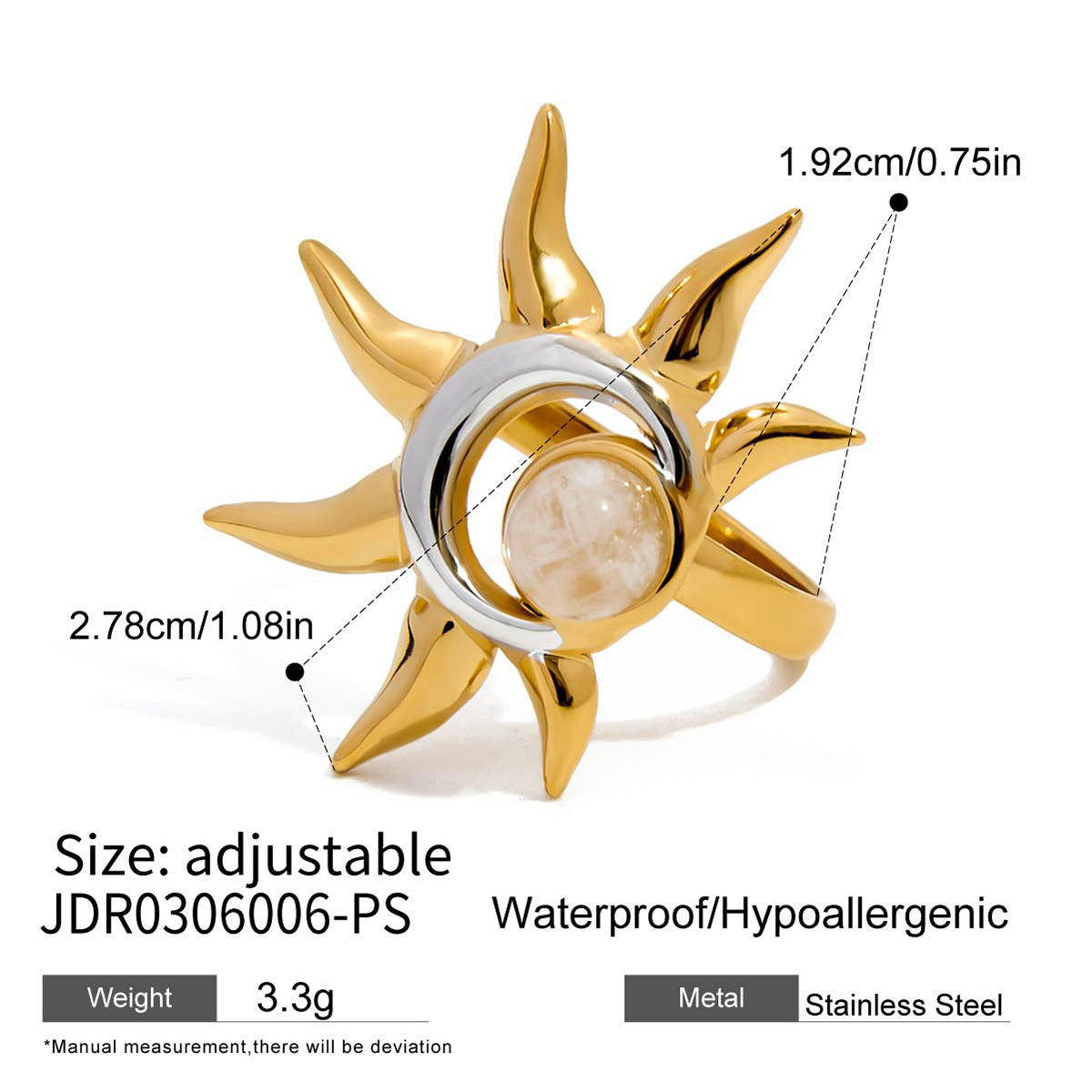 Damen Halskette mit einzigartigem Sonnen-Mond-Anhänger aus hypoallergenem Edelstahl Shop Nory