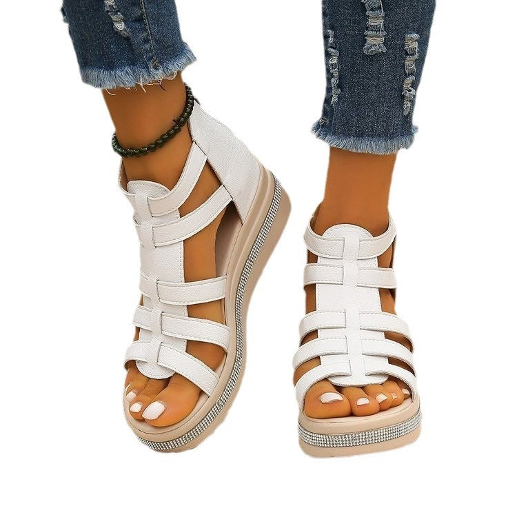 Damen Plateau-Sandalen mit verstellbarem Riemendesign und komfortablem Fußbett Shopnory