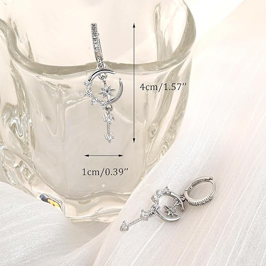 Damen Ohrhänger mit Mond- und Sternenmotiv Shop Nory