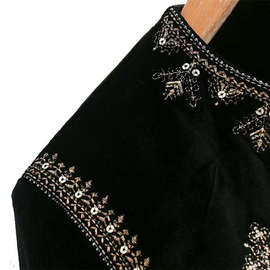 Damen Samt-Kurzjacke mit ornamentaler Perlen- und Zierstickerei Shop Nory
