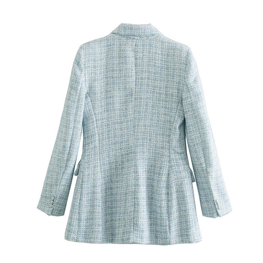 Damen Zweireihiger Bouclé-Blazer mit taillierter Silhouette und Pattentaschen Shop Nory