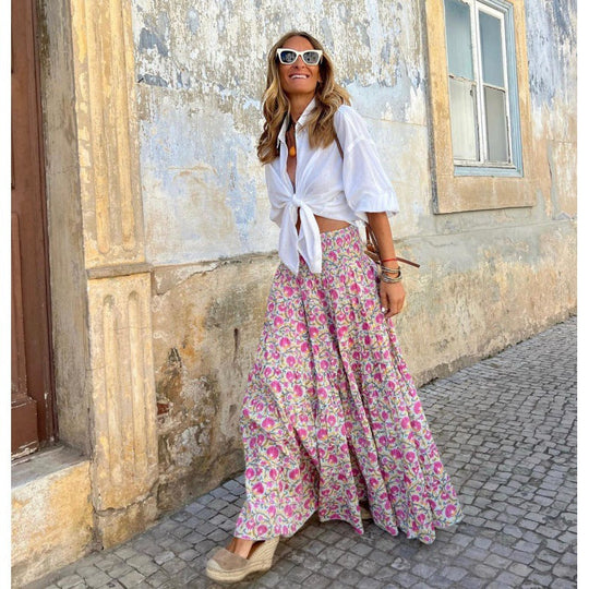 Damen Maxi-Rock mit floralem Muster