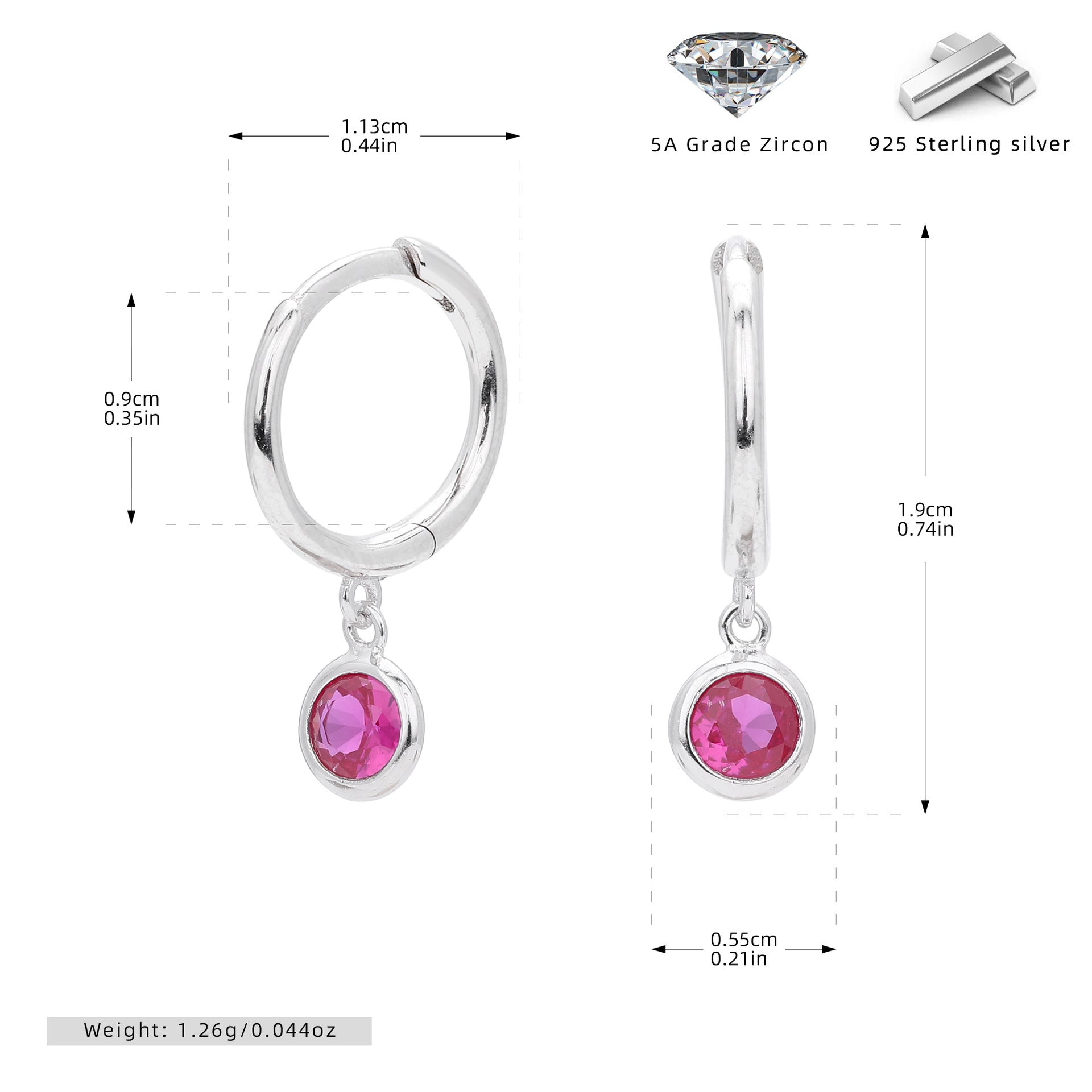 Damen Ohrhänger mit Smoky Zirkon-Anhängern aus hochwertigem 925 Sterling Silber Shop Nory
