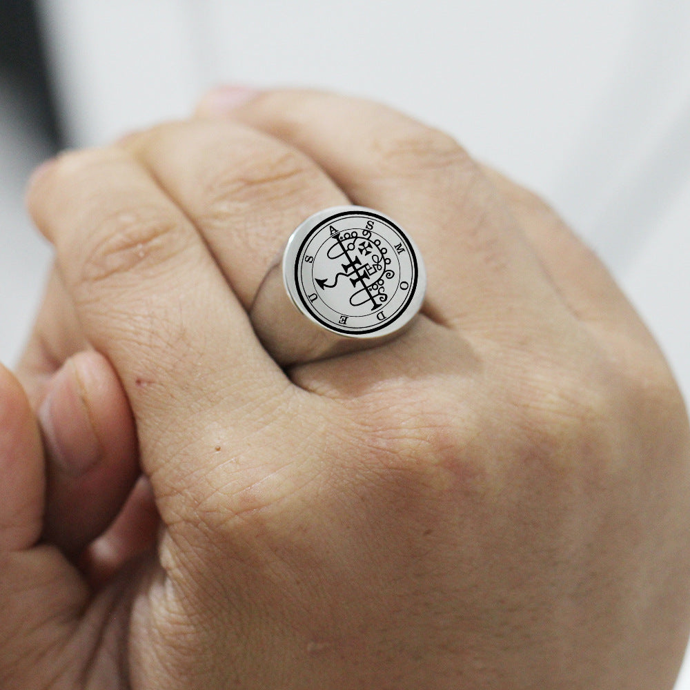 Herren Siegelring mit kunstvollem magischen Symbol Shop Nory