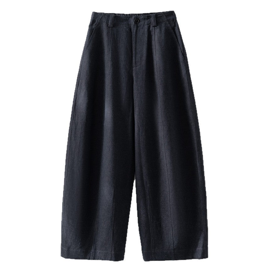 Damen Hochtaillierte weite Culotte-Hose aus Leinen‑Mix mit Bügelfalte und Eingrifftaschen Shop Nory