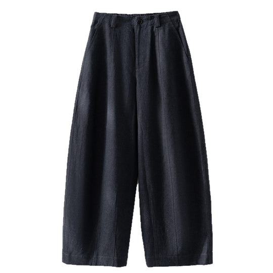 Damen Hochtaillierte weite Culotte-Hose aus Leinen‑Mix mit Bügelfalte und Eingrifftaschen Shop Nory