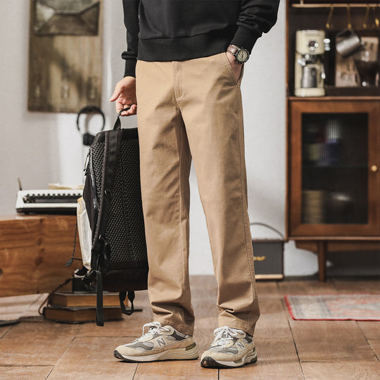 Herren Konisch zulaufende Baumwoll-Chinohose mit elastischem Bund und klassischen Eingrifftaschen Shop Nory