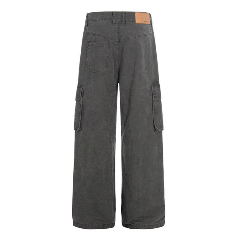 Damen Hochtaillierte Utility-Cargohose im eingewaschenen Look mit weitem Bein Shop Nory