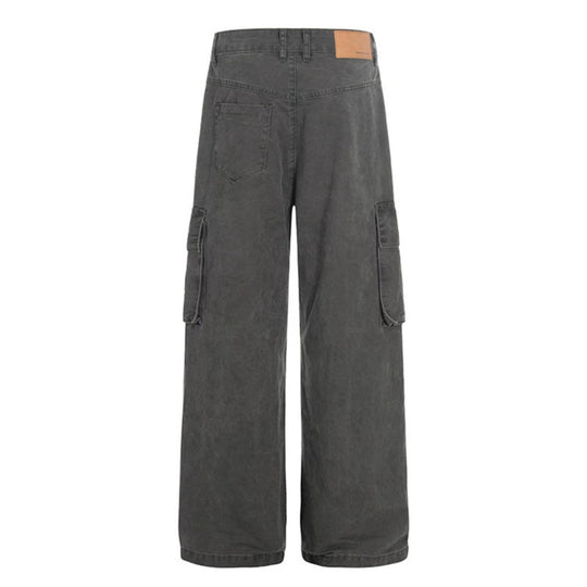 Damen Hochtaillierte Utility-Cargohose im eingewaschenen Look mit weitem Bein Shop Nory