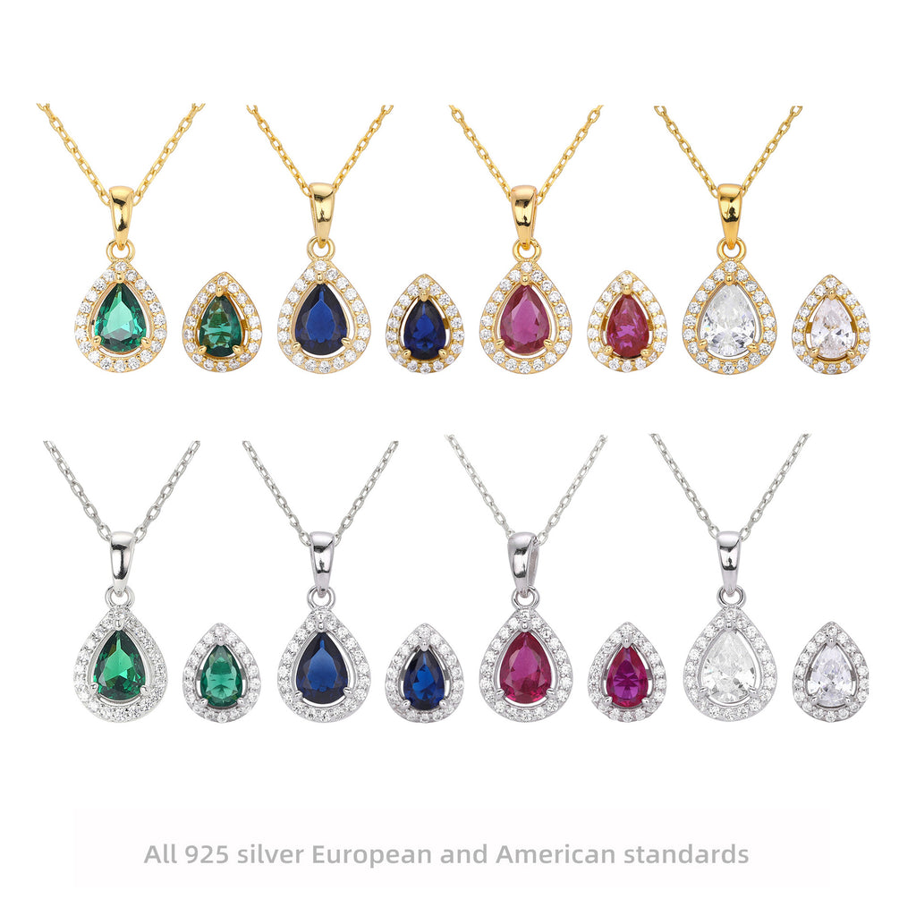 Damen Halskette mit tropfenförmigem Zirkonanhänger aus 925 Sterlingsilber und elegantem Design Shop Nory
