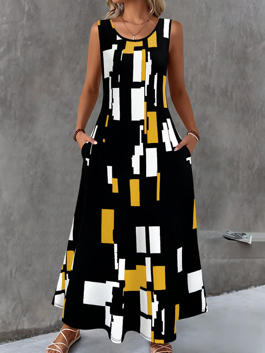 Damen Maxikleid mit buntem Grafikdesign