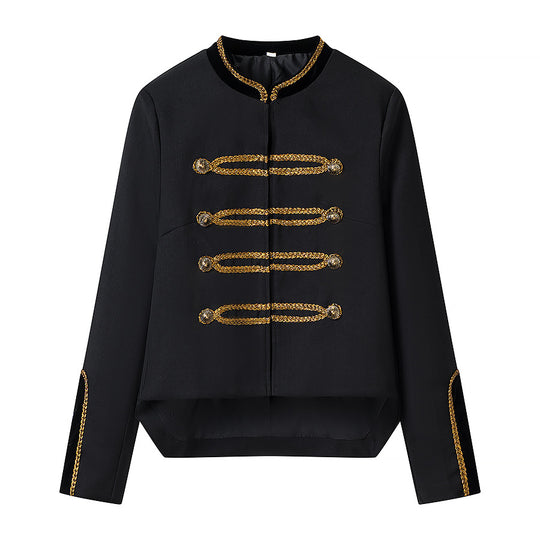 Damen Kurze Militärinspirierte Paradejacke mit goldener Kordelverzierung Shop Nory