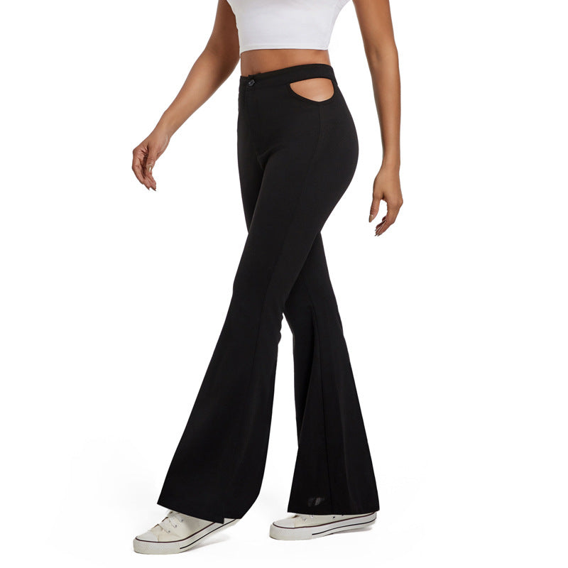 Damen High-Waist Schlaghose mit seitlichen Cut-Out-Taschen und weitem Beinschlitz Shop Nory