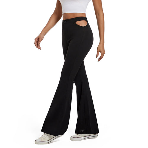 Damen High-Waist Schlaghose mit seitlichen Cut-Out-Taschen und weitem Beinschlitz Shop Nory