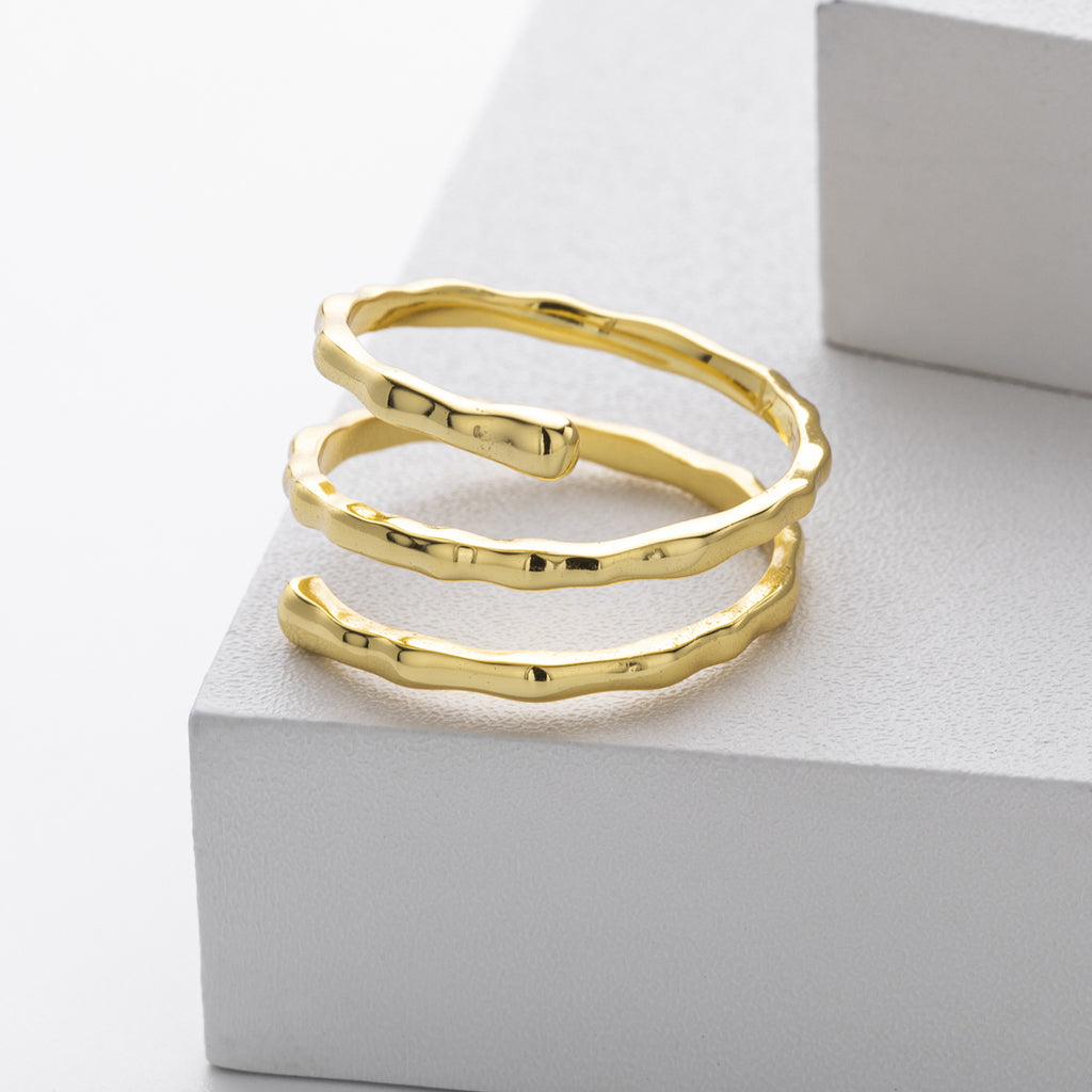 Damen Ring mit kreativem, gewelltem Design aus 925 Sterling Silber Shop Nory