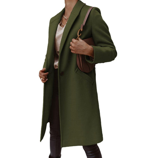 Damen Mantel mit fallendem Revers, geradem Schnitt und Leistentaschen Shop Nory