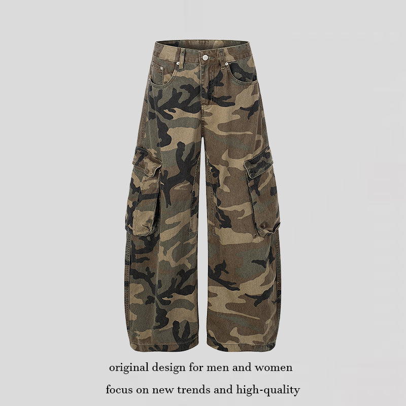 Damen weite Cargo-Hose im Camouflage-Print mit Multi-Taschen Shop Nory