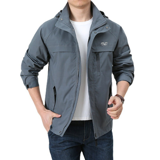 Herren Atmungsaktive Übergangs-Softshelljacke im Field‑Stil mit verdeckter Kapuze und Reißverschluss‑Brusttasche Shop Nory