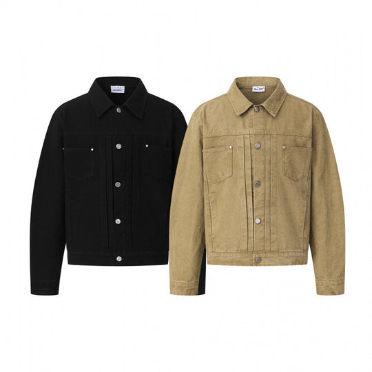Unisex Boxy-Denimjacke im Worker‑Look mit Metallknopfleiste und Brusttaschen Shop Nory