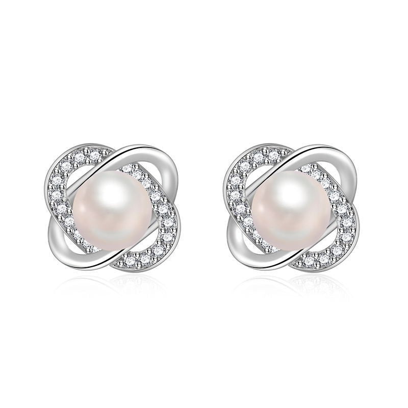 Damen Ohrringe mit elegantem Perlenmotiv und funkelndem Zirkonbesatz Shop Nory