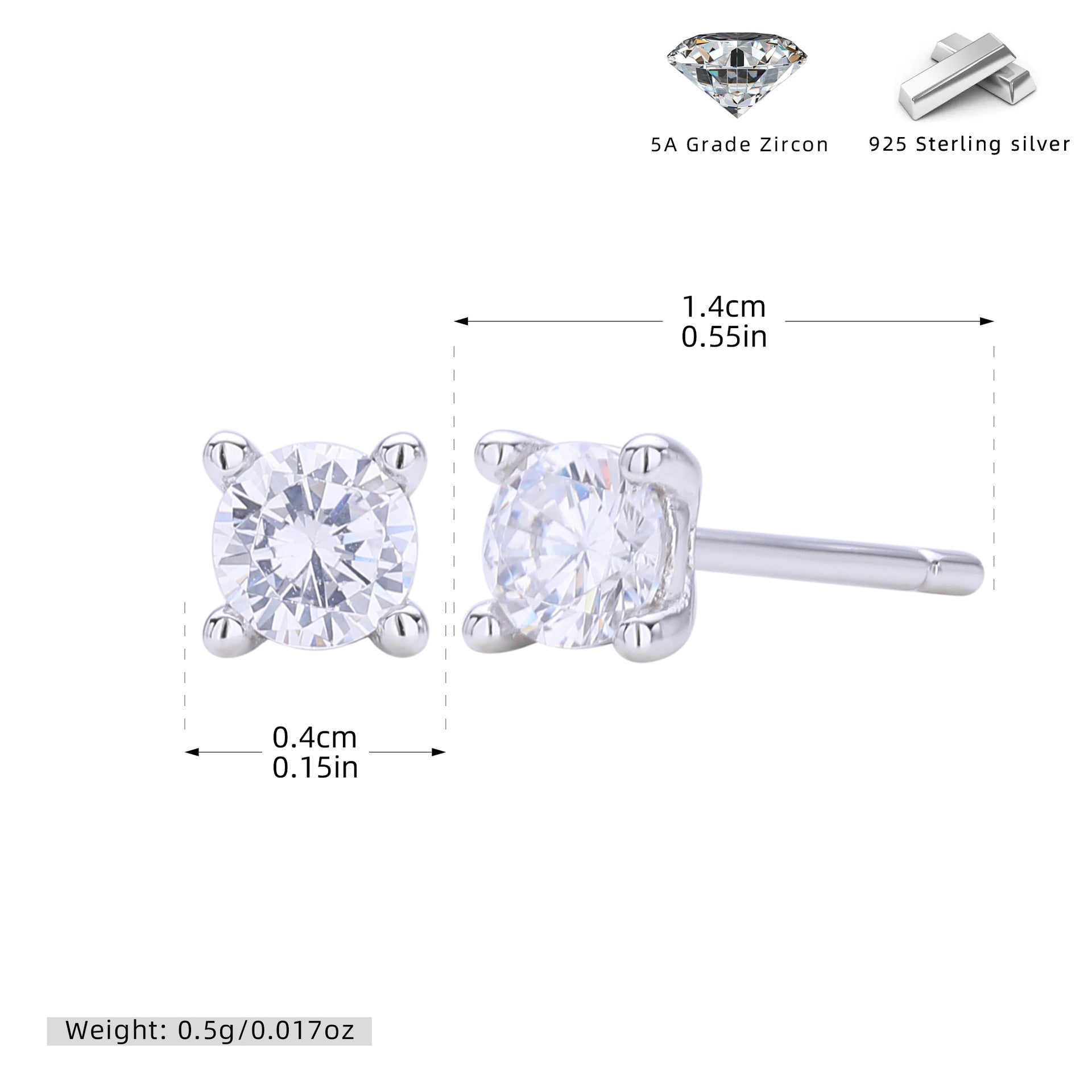 Damen Ohrstecker mit funkelndem Zirkon und hochwertiger 925er Sterlingsilberfassung Shop Nory