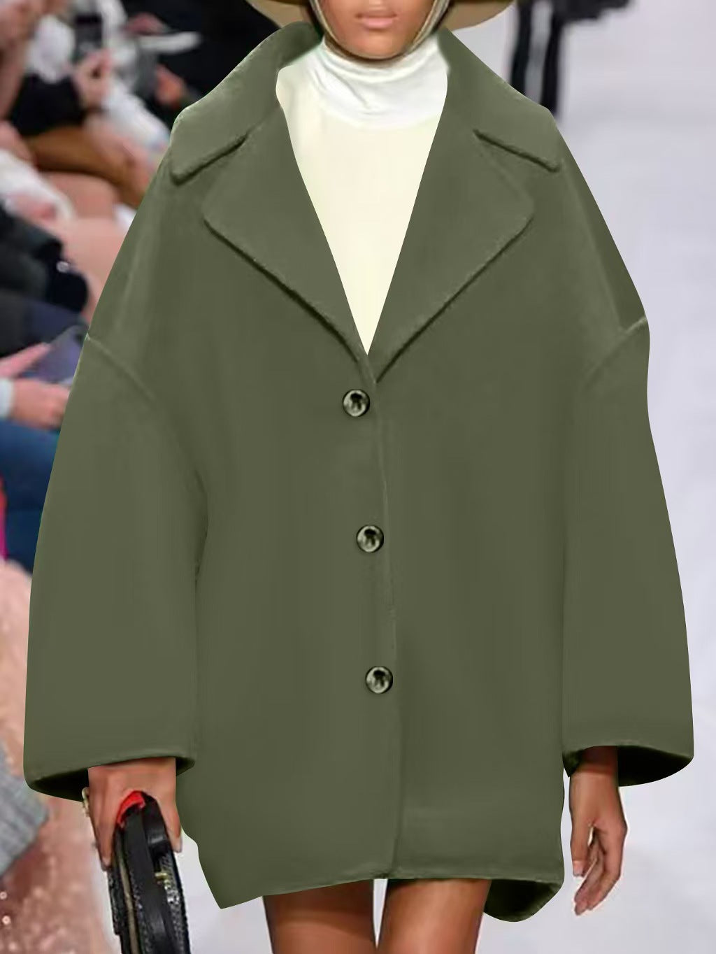 Damen Oversize-Kurzmantel mit weitem Revers und Knopfverschluss Shop Nory