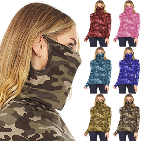 Damen Camouflage-Jersey-Longsleeve mit integriertem Schlauchkragen Shop Nory