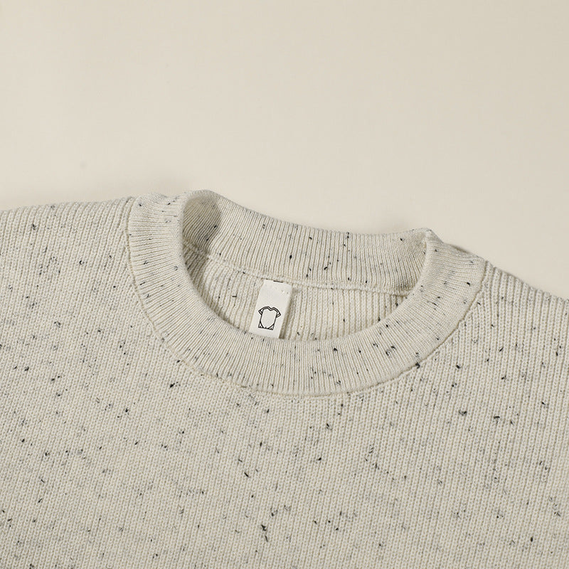 Unisex Großer Rundhals‑Strickpullover aus Mélange‑Garn mit abgesenkter Schulter Shop Nory
