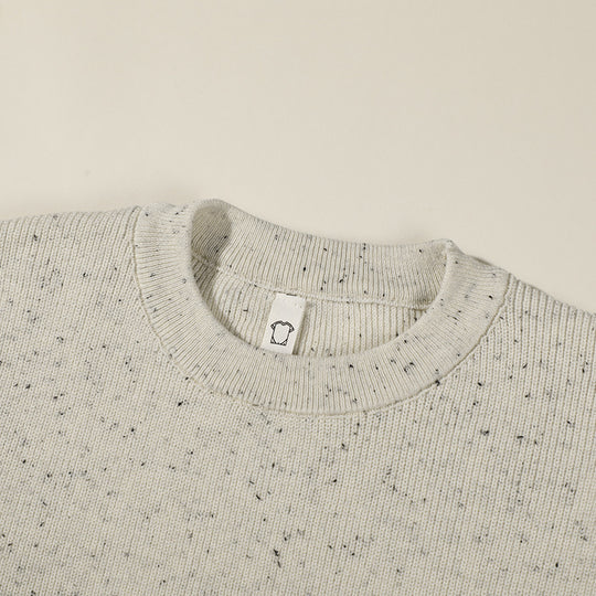 Unisex Großer Rundhals‑Strickpullover aus Mélange‑Garn mit abgesenkter Schulter Shop Nory