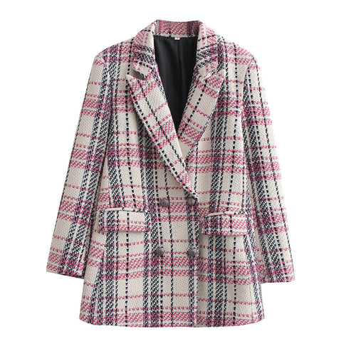 Damen Bouclé-Tweed Longblazer mit Doppelreihigem Verschluss und Pattentaschen Shop Nory