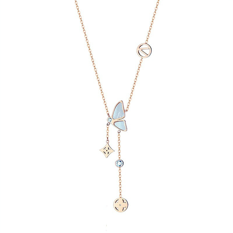 Damen Halskette mit verspieltem Schmetterlingsdesign und funkelnden Akzenten Shop Nory