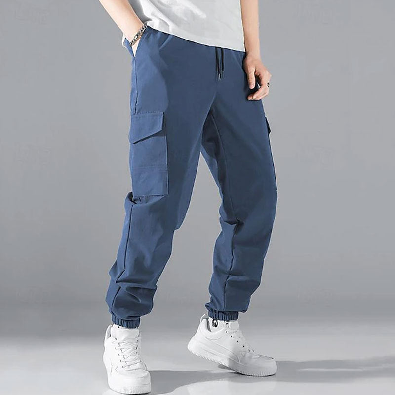 Herren Cargo-Hose mit elastischem Bund und multifunktionalen Taschen