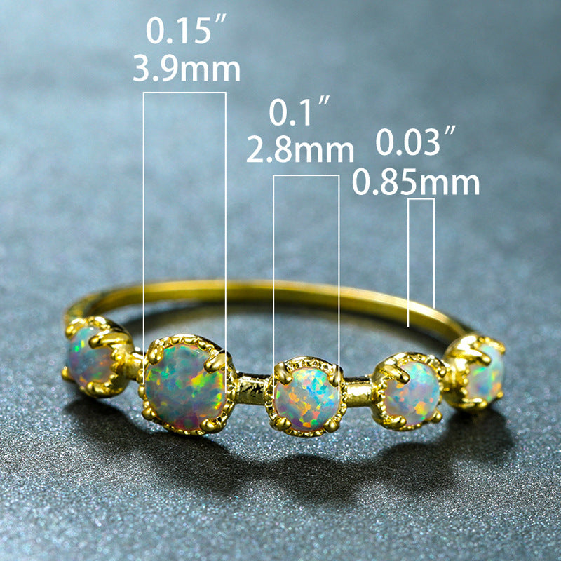 Damen Ring mit schimmerndem Opalmuster und eleganter Zirkonia-Verzierung Shop Nory