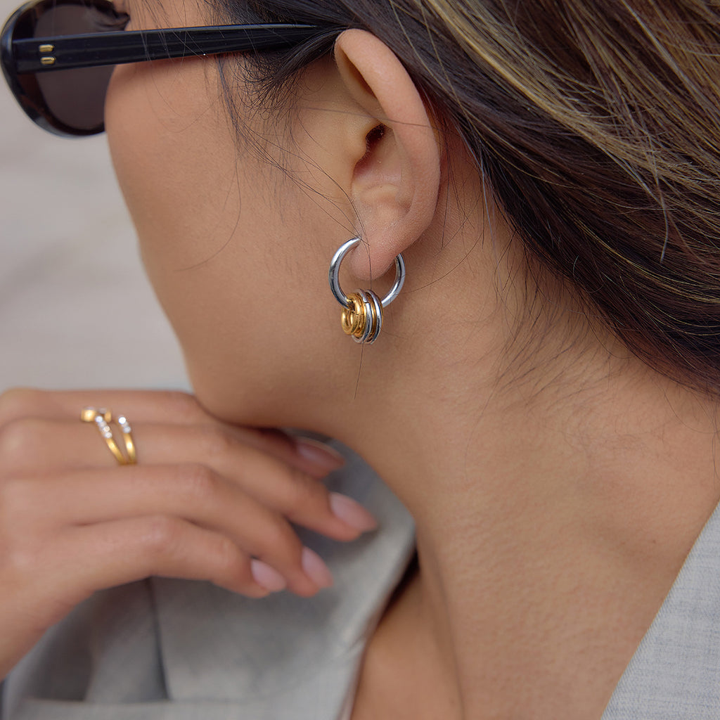 Damen Creolen mit modernem Spiral-Design aus hypoallergenem Edelstahl Shop Nory