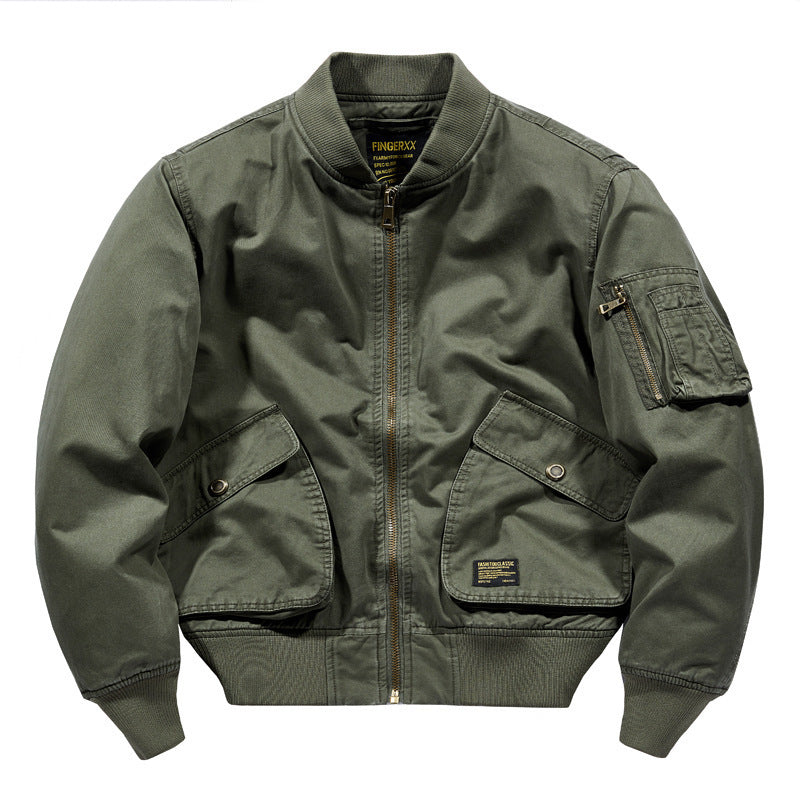 Herren Kurz geschnittene Utility-Bomberjacke mit Reißverschluss, Ärmeltasche und aufgesetzten Pattentaschen Shop Nory
