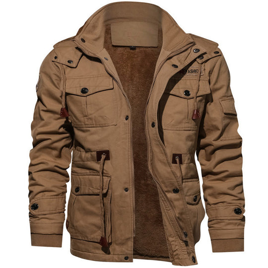 Herren winddichte Multifunktions‑Fieldjacke aus Canvas mit wärmender Teddyplüsch‑Innenlage und verstellbarem Kordzug Shop Nory