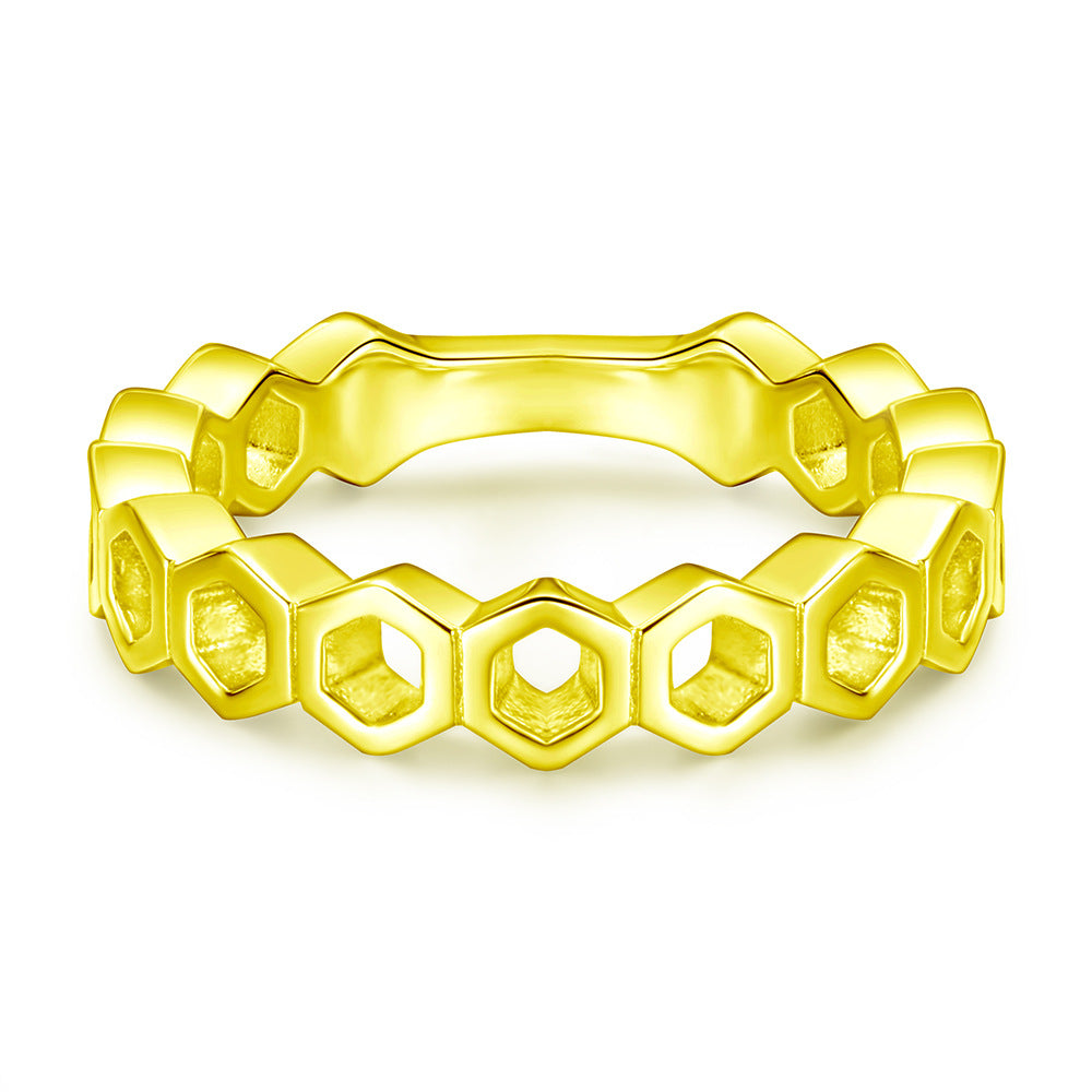 Damenring mit einzigartigem hexagonalem Design und modernem Hochglanz-Finish Shop Nory