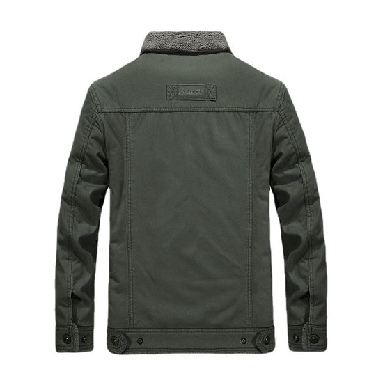 Herren Sherpagefütterte Canvas‑Truckerjacke mit Teddyfutter und Hemdkragen Shop Nory