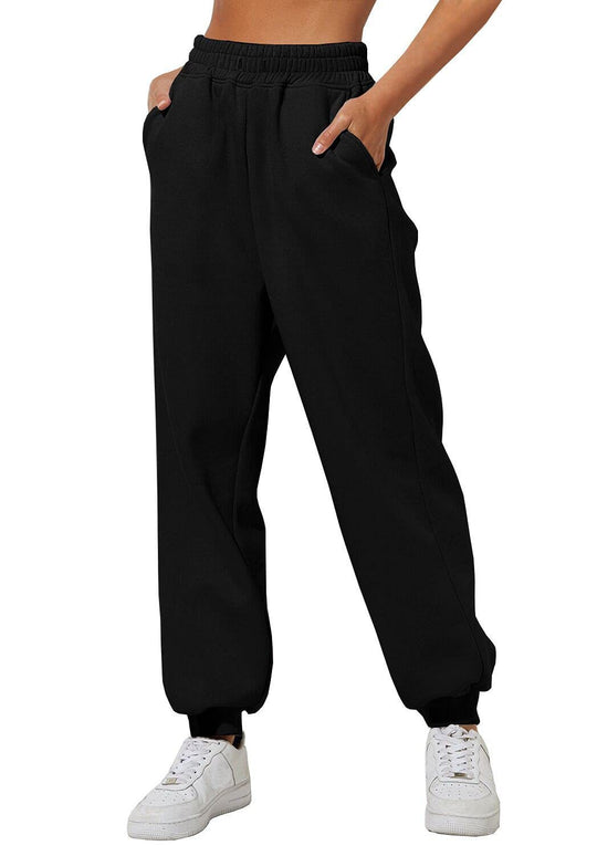 Damen nan weite High‑Waist Jogginghose mit soften Bügelfalten, elastischem Komfortbund und gerippten Knöchelbündchen Shop Nory