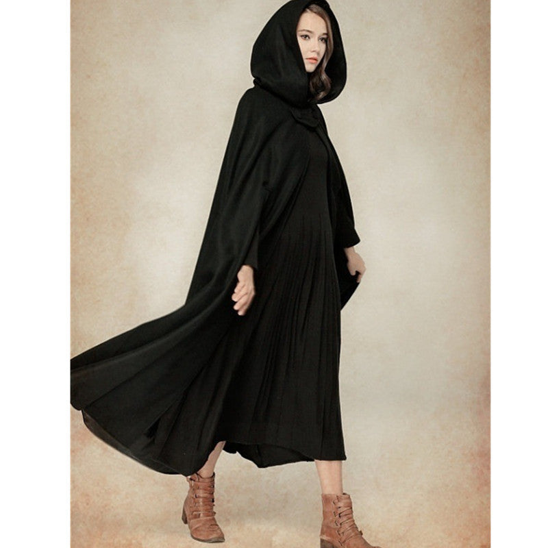 Damen elegante Kapuzenumhang mit verstellbarem Verschluss