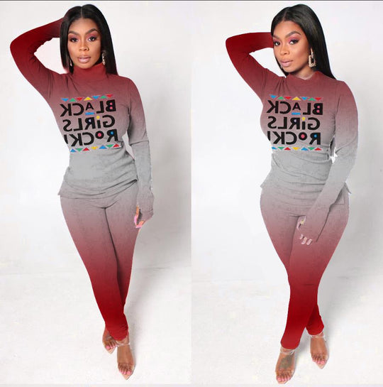 Damen Zweiteiliges Lounge-Set mit Statement-Print, Langarmshirt und Highwaist-Leggings Shop Nory