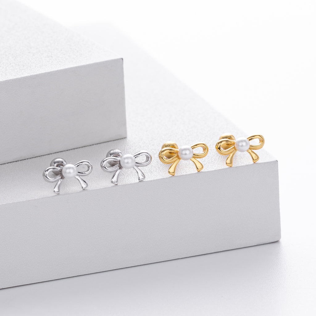 Damen Ohrstecker mit verspieltem Schleifen-Design aus 925 Sterling Silber Shop Nory